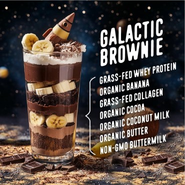 FlavCity All-In-One Protein Smoothie for Kids (Galactic Brownie) - Grass-Fed & Undenatured Whey Protein Powder with 15g Protein & 5g Collagen - Gluten-Free & Non-GMO - 15 Servings