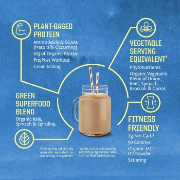 Sunwarrior Warrior Blend Protein Greens Powder Drink Mix | BCAA Plant Based Organic Hemp Seed Vegan Gluten Free Non-GMO Low Carb Protein Powder | Chocolate 750 G 30 SRV