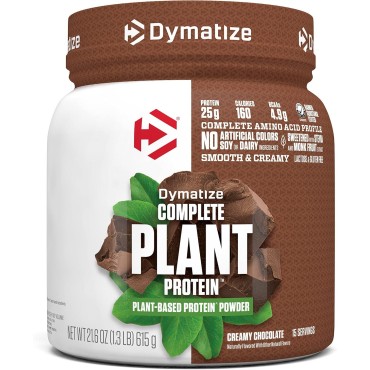 Dymatize Vegan Plant Protein, Creamy Chocolate, 25g Protein, 4.8g BCAAs, Complete Amino Acid Profile, 15 Servings