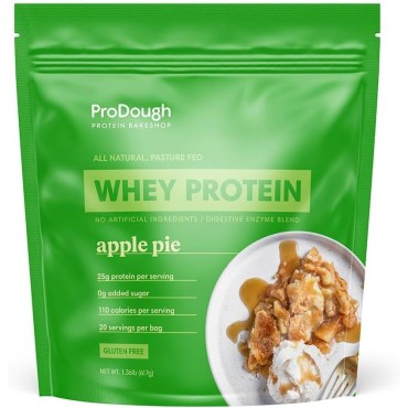 ProDough Gourmet Whey Isolate Hydrolized Protein Powder for Shake Mix- Easy Digest Enzyme Blend, 25g Protein per Serving, Natural Ingredients, Gluten Free, Keto Friendly (Apple Pie)