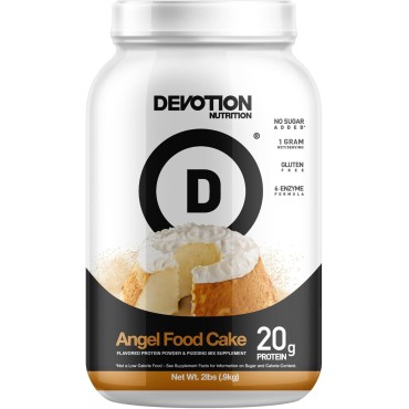 Devotion Nutrition Protein Powder Blend | Gluten Free, Keto Friendly, No Added Sugars | 1g MCT | 20g Whey & Micellar Protein | 2lb Tub (Angel Food Cake)