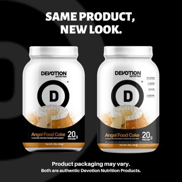 Devotion Nutrition Protein Powder Blend | Gluten Free, Keto Friendly, No Added Sugars | 1g MCT | 20g Whey & Micellar Protein | 2lb Tub (Angel Food Cake)