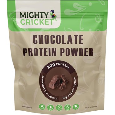 Mighty Cricket Protein Powder. 20g Clean Prebiotic Cricket Protein. No Sugar, Low Carbs, Gluten & Dairy Free. Keto & Paleo, 100% Natural Ingredients. Chocolate, 1 lb (Pack of 1)