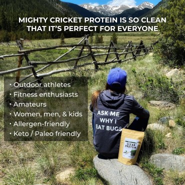 Mighty Cricket Protein Powder. 20g Clean Prebiotic Cricket Protein. No Sugar, Low Carbs, Gluten & Dairy Free. Keto & Paleo, 100% Natural Ingredients. Chocolate, 1 lb (Pack of 1)