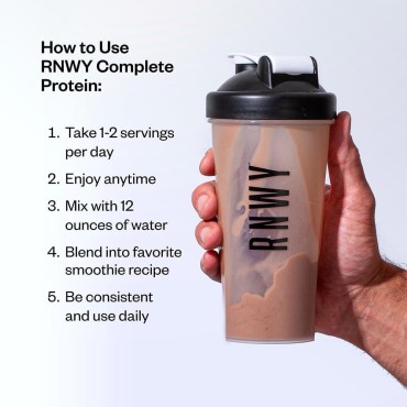 RNWY Complete Vegan Protein + Creatine Powder Chocolate Flavor, Muscle Strength & Endurance, Dairy-Free, Animal-Free, Fermented Yeast, 21 Servings