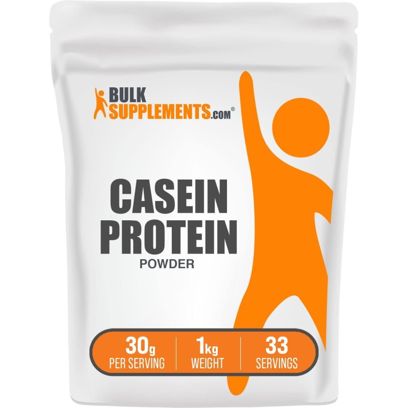 BulkSupplements.com Casein Protein Powder - Micellar Casein Powder, Protein Powder Casein, Casein Powder - Gluten Free & Soy Free, 30g per Serving, 1kg (2.2 lbs) (Pack of 1)