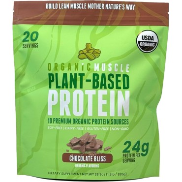 Organic Vegan Protein Powder - Plant Based Chocolate Protein Powder with Pea, Hemp, Brown Rice, Chia Seed & Amino Acids - Low Calorie for Muscle Growth & Speed Recovery by Organic Muscle