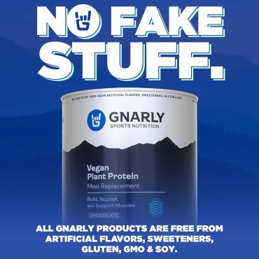 Gnarly Nutrition Vegan Plant Protein - Vegan Protein Powder, NSF Sport Certified, Meal Replacement, Daily Protein Boost, Lactose Free Protein Powder - Chocolate, 28.2 Oz