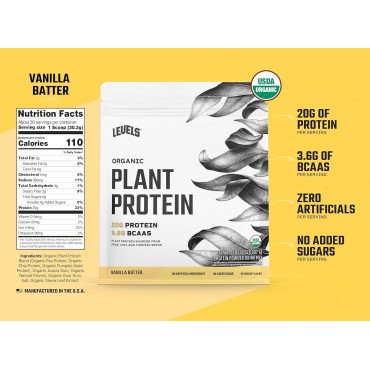 Levels Organic Plant Protein, 20G of Protein, No Artificials, Vanilla Batter, 2LB