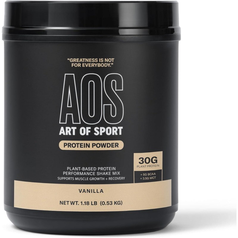 Art of Sport 30g Protein Powder, Vanilla, Protein for Athletes, Dairy & Gluten Free, 0g Sugar, 5g BCAA, 3.5g MCT, 1.18lb tub