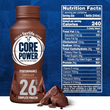 Core Power Fairlife 26g Protein Milk Shakes, Ready To Drink for Workout Recovery, Chocolate, 11.5 Fl Oz (Pack of 12)