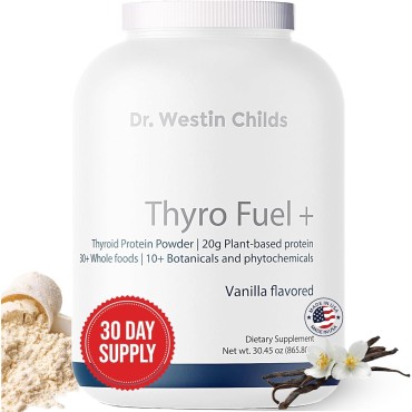 Dr. Westin Childs Thyro Fuel+ | Pea Protein Powder for Women | Thyroid, Digestion, & Muscle Support - Low Carb, Calorie, Non-GMO | Naturally Sweetened Vanilla, Gluten, Dairy & Soy Free - 30 Servings