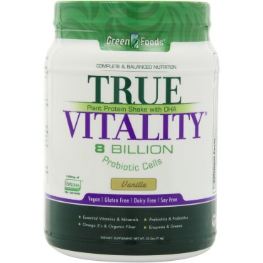 Green Foods True Vitality Plant Protein Shake, Vanilla, 25.2 Ounce