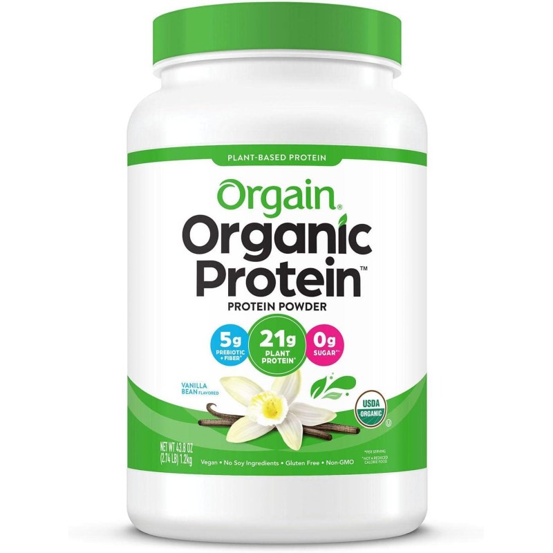 Orgain Organic Plant Based Protein Powder, Vanilla Bean, 2.74 lb