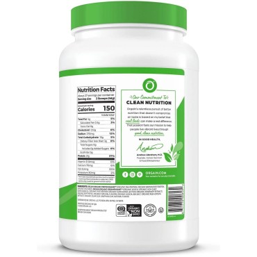 Orgain Organic Plant Based Protein Powder, Vanilla Bean, 2.74 lb