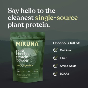 Mikuna Vegan Protein Powder (Pure Chocho, 21 Servings) - Plant Based Chocho Superfood Protein - Dairy Free Protein Powder Packed with Vitamins, Minerals & Fiber - Gluten, Keto & Lectin-Free