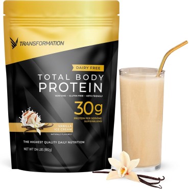 Transformation Protein Super Blend | Egg White, Collagen Peptides, and Plant Protein | 15 Billion CFU Probiotics | Digestive Enzymes | MCT Oil | BCAAs | Low Carb Shake for Men & Women | Vanilla