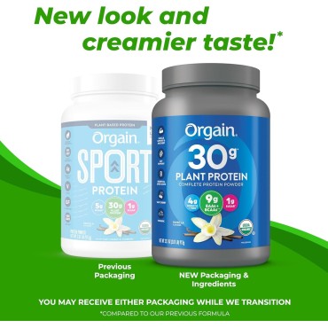 Orgain Organic 30g Vegan Protein Powder, Vanilla, 9g EAAs + BCAAs, Plant Protein, 4g Prebiotic + Fiber, 1g Sugar, Pre-Workout, Muscle Support + Recovery - 2.01lb (Packaging May Vary)