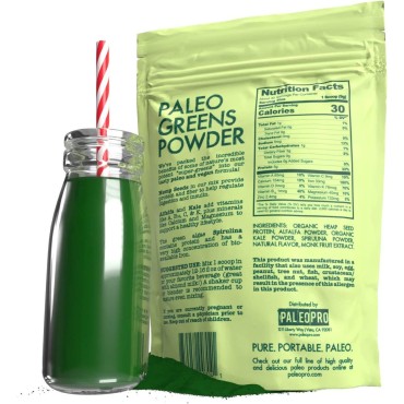 PaleoPro Paleo Greens Powder, Plant-Based Vegan Protein Powder, Vitamin B12, Keto Ingredients, Gluten-Free, Good Source of Fiber, Calcium, Magnesium, Vitamins A & C, Vitamin K & Iron, No Sugar, 9.4oz