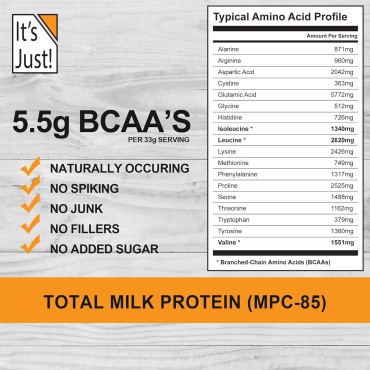 It's Just! - Milk Protein Concentrate Powder, Naturally 80% Casein / 20% Whey, rBSH/RBST Hormone Free, No Added Sugar (1 Pound, Unflavored)