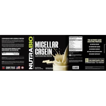 NutraBio Micellar Casein Protein Powder- Casein Protein Powder Strawberry- Slow Digesting - Muscle Growth - Essential Amino Acids - Non-GMO - Gluten & Soy Free- 2 lbs Vanilla