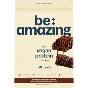 BEAM Be Amazing Vegan Protein Powder | 20g Plant-Based Protein with Prebiotics Fibers | Sugar-and-Gluten-Free Shake Mix, Low Carb Non-Dairy Smoothie | Chocolate Brownie Batter, 25 Servings