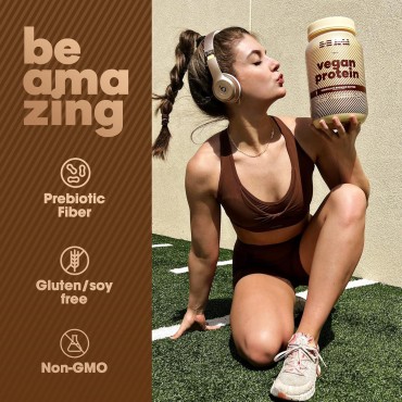 BEAM Be Amazing Vegan Protein Powder | 20g Plant-Based Protein with Prebiotics Fibers | Sugar-and-Gluten-Free Shake Mix, Low Carb Non-Dairy Smoothie | Chocolate Brownie Batter, 25 Servings