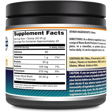 Amazing Formulas Chicken Bone Broth Protein 22.25 G Supplement | Unflavored | Non-GMO | Gluten Free | Made in USA (15.7 Oz, Unflavored)