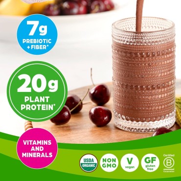 Orgain Organic Meal, Vegan Meal Replacement Protein Powder, Creamy Chocolate Fudge - 20g Plant Based Protein, 7g Prebiotic Fiber, Fruits, Vegetables & Greens, Gluten Free, Shakes & Smoothies, 2.01lb