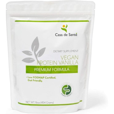 Low FODMAP Certified Elemental Vegan Protein Powder IBS & SIBO Gut Friendly Gluten Dairy Soy Sugar & Grain Free Keto Paleo Low Carb All Natural No Seed Oil + Superfoods Spirulina Dulse & Kelp, Vanilla