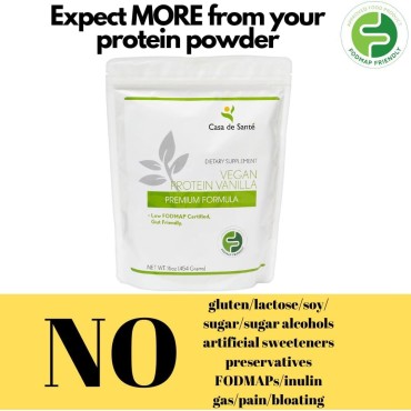 Low FODMAP Certified Elemental Vegan Protein Powder IBS & SIBO Gut Friendly Gluten Dairy Soy Sugar & Grain Free Keto Paleo Low Carb All Natural No Seed Oil + Superfoods Spirulina Dulse & Kelp, Vanilla