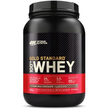 Optimum Nutrition Gold Standard 100% Whey Protein Powder, Extreme Milk Chocolate, 2 Pound (Pack of 1) (Packaging May Vary)