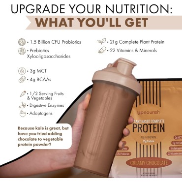 UpNourish Chocolate Vegan Protein Powder, Meal Replacement Shake, Gluten Free, Dairy Free, Packed with Essential Vitamins and Minerals, Keto-Friendly, Low-Carb Diet, 15 Servings