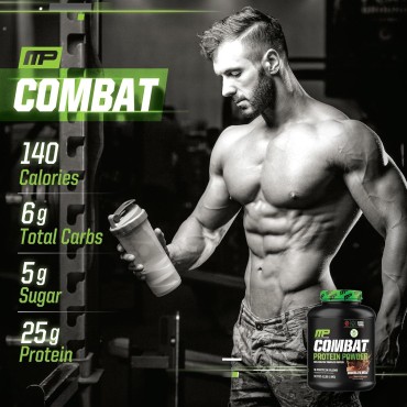 MusclePharm Combat Protein Powder, Chocolate Milk Flavor, Fuels Muscles for Productive Workouts, 5 Protein Sources including Whey Protein Isolate & Egg Albumin, Gluten Free, 4 lb, 52 Servings