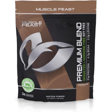 Muscle Feast Premium Blend All Natural Hormone Free Grass-Fed Whey Protein Powder, Chocolate, 2lb