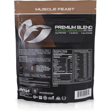 Muscle Feast Premium Blend All Natural Hormone Free Grass-Fed Whey Protein Powder, Chocolate, 2lb