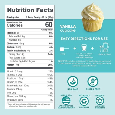 Designer Wellness, Designer Lite, Low Calorie Natural Protein, Prebiotic Fiber, Key Vitamins & Minerals, Vanilla Cupcake, 9.03 Ounces