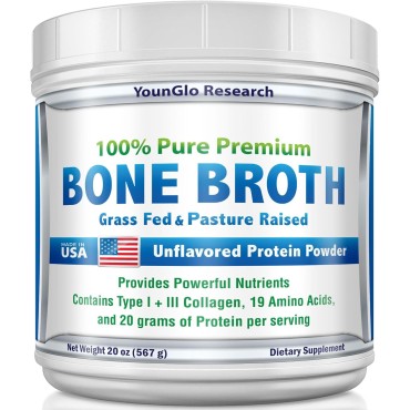 Bone Broth Beef Protein Powder 20 oz, High Collagen & Gelatin from Grass Fed Bovine, Delicious Marrow Benefits for Soups & Sipping Broths, Unflavored Animal Based Keto Concentrate