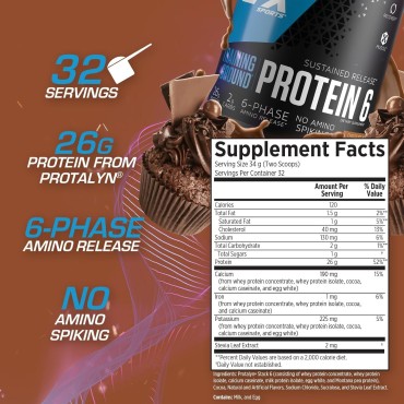 EFX Sports Training Ground Protein 6 | Whey Isolate & Concentrate, Egg White, & Pea Protein | 26g 6-Source Sustained Release Protein | 32 servings (Chocolate)