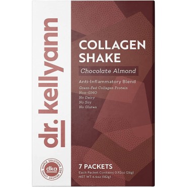 Dr. Kellyann Keto Chocolate Almond Shakes - 100% Grass Fed Collagen Protein by Bone Broth Expert Gluten Free, Dairy Free, Soy Free, Non-GMO - Perfect for Keto, Paleo & Weight loss Diets (7 servings)