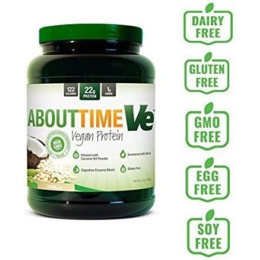 About Time Natural Vegan Protein Chocolate 2lb - 24g Protein, Non-GMO, Plant Based, Gluten Free, Soy Free, Dairy Free, 32 Servings