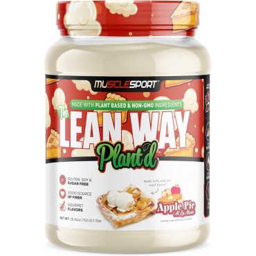 Musclesport Lean Way Plant Protein - Pea Protein and Brown Rice Protein Blend, with Added CLA, MCT and L-Carnitine - 20 Servings (Apple Pie)