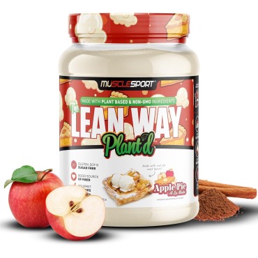 Musclesport Lean Way Plant Protein - Pea Protein and Brown Rice Protein Blend, with Added CLA, MCT and L-Carnitine - 20 Servings (Apple Pie)