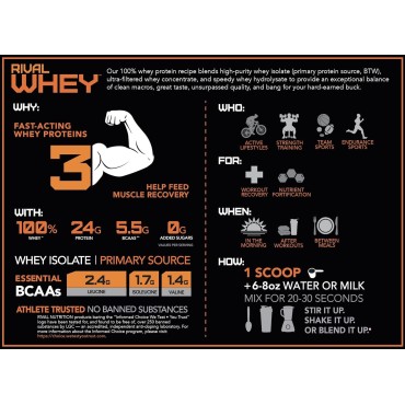 Rivalus Rivalwhey – Soft Serve Vanilla 2lb - 100% Whey Protein, Whey Protein Isolate Primary Source, Clean Nutritional Profile, BCAAs, No Banned Substances, Made in USA