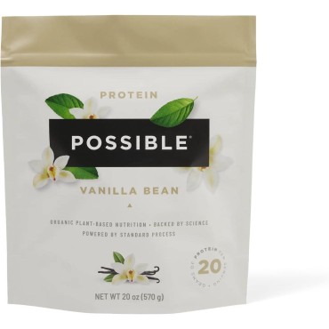 Possible Protein Powder Vanilla Bean - 20g of Vegan, Plant-Based Protein Mix - Non-GMO, Non-Dairy, Gluten-Free - 3.5g of BCAAs - 9 Essential Amino Acids - 15-Day Supply - 1 Bag, 15 Servings