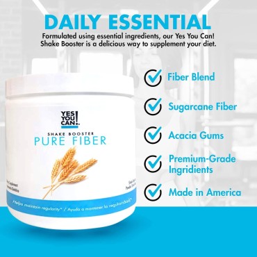 Yes You Can! Shake Booster Pure Fiber, Add to Complete Meal Replacement Shakes or Protein Shakes, Boost Shake with Sugarcane Fiber and Acacia Gums, Protein Shake Booster - Pure Fiber (30 Servings)