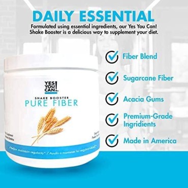 Yes You Can! Shake Booster Pure Fiber, Add to Complete Meal Replacement Shakes or Protein Shakes, Boost Shake with Sugarcane Fiber and Acacia Gums, Protein Shake Booster - Pure Fiber (30 Servings)