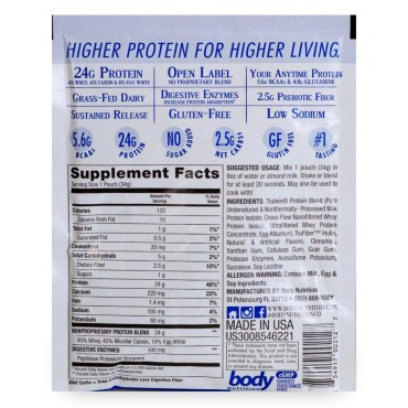 Body Nutrition Trutein High Protein Powder: 45% Whey, 45% Casein, 10% Egg White Protein Shake Mix, Gluten-Free, Low Sodium, Low Carb Protein Supplement Powder for Men & Women, Cinnabun, 34g Sample