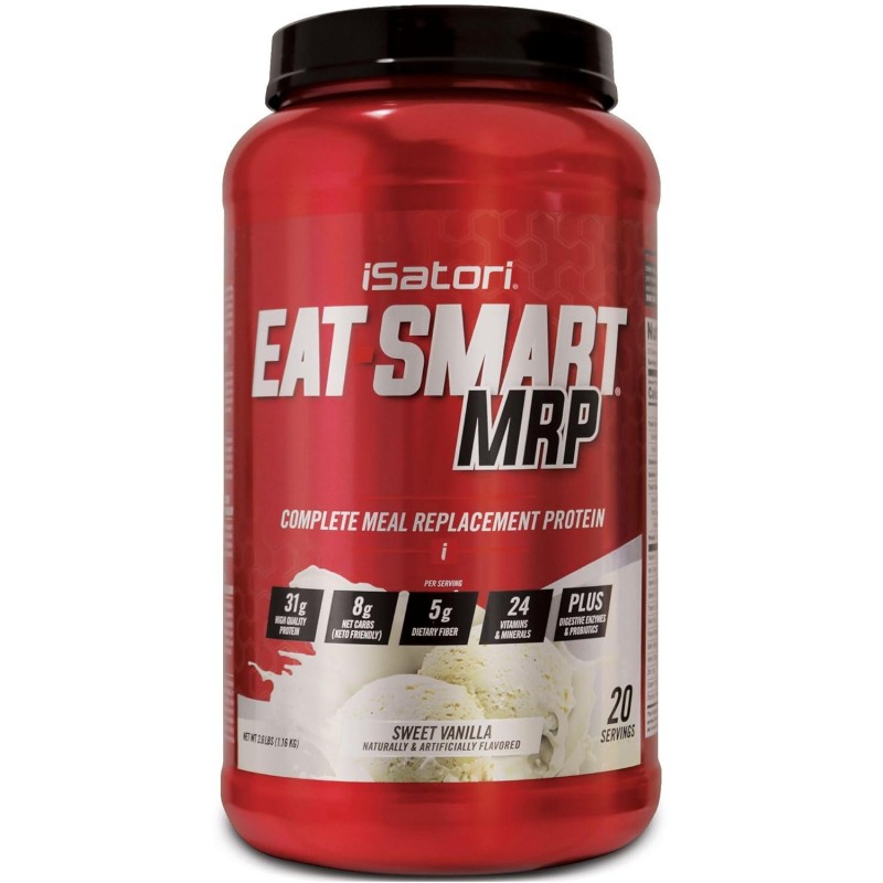 iSatori Eat Smart MRP, High Protein Meal Replacement Shake with Whey Protein Powder, Probiotics Powder, Casein Protein, MCT Oil, Egg Albumen, Vitamins & Minerals, Keto, Vanilla Flavor, 20 Servings