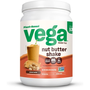 Vega Nut Butter Shake, Peanut Butter - Vegan Protein Powder, 20g Protein, Real Food Ingredients, No Added Sugar, 1.36 lbs